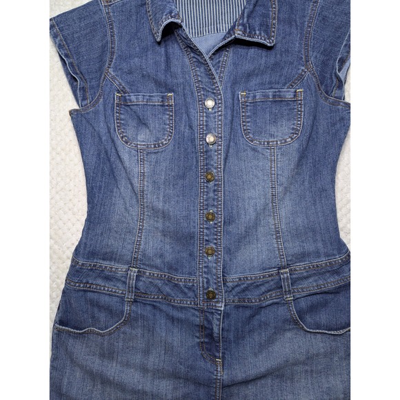 Mossimo Denim Shirt Dress | Button Front | Short Sleeve | Size L - Picture 3 of 6